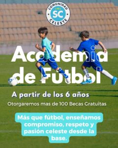 post de instagram escuelita de fútbol fotográfico azúl verde blanco